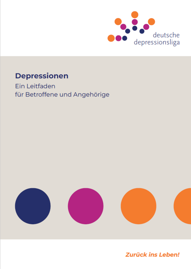 Titel der Broschüre "Depressionen - Ein Leitfaden für Betroffene und Angehörige"